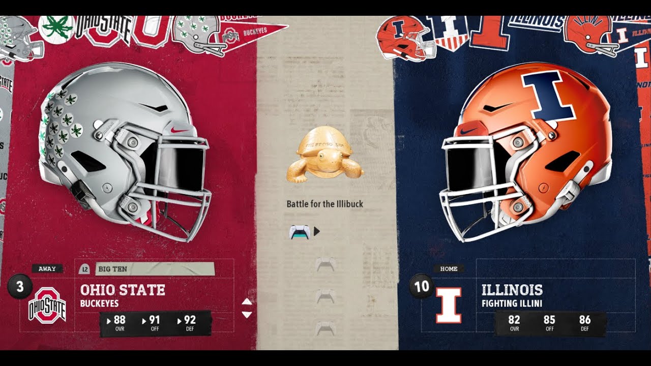 2025 Season Sim Game 6: #1 Ohio State Buckeyes (5-0, 2-0 B1G) at #20 Illinois Illini (4-2, 1-2 B1G)