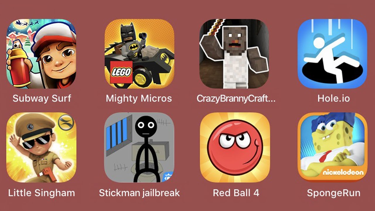 Subway Surf, Mighty Micros, Crazy Branny Craft Mod Horror, Hole.io, Little Singham...