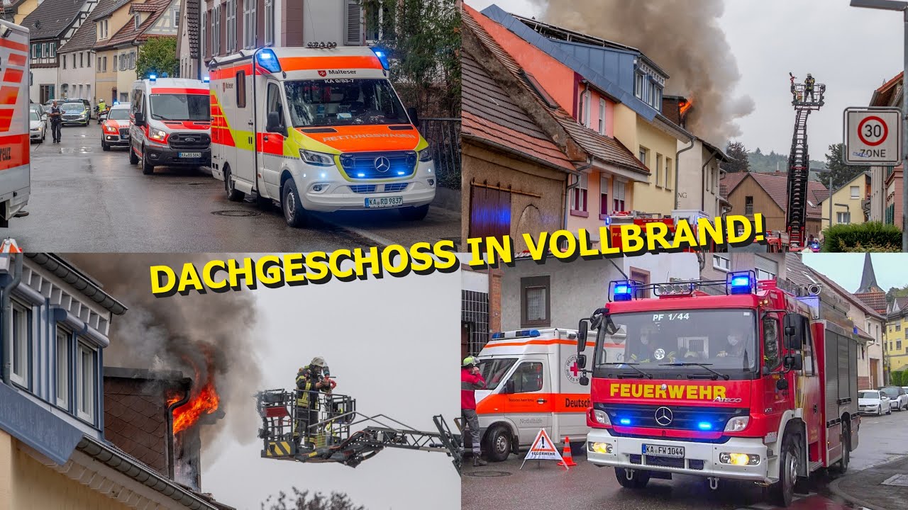 ++ DACHGESCHOSS LICHTERLOH IN FLAMMEN ++ ANRÜCKENDE KRÄFTE FEUERWEHR & RETTUNG | BEWOHNER VERLETZT