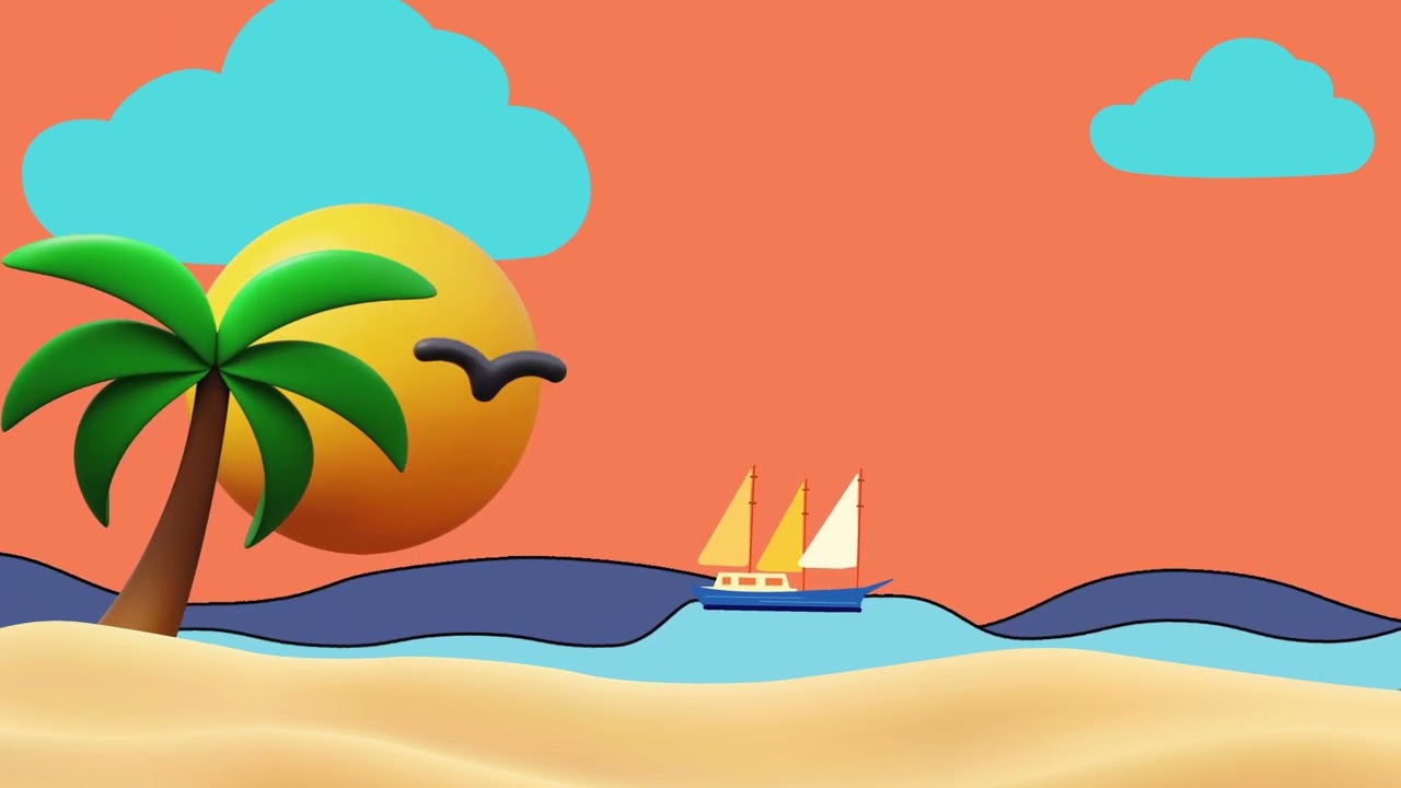 Royalty Free Videos //  Free to Download // Sea Drawing //  Animation /  Beach