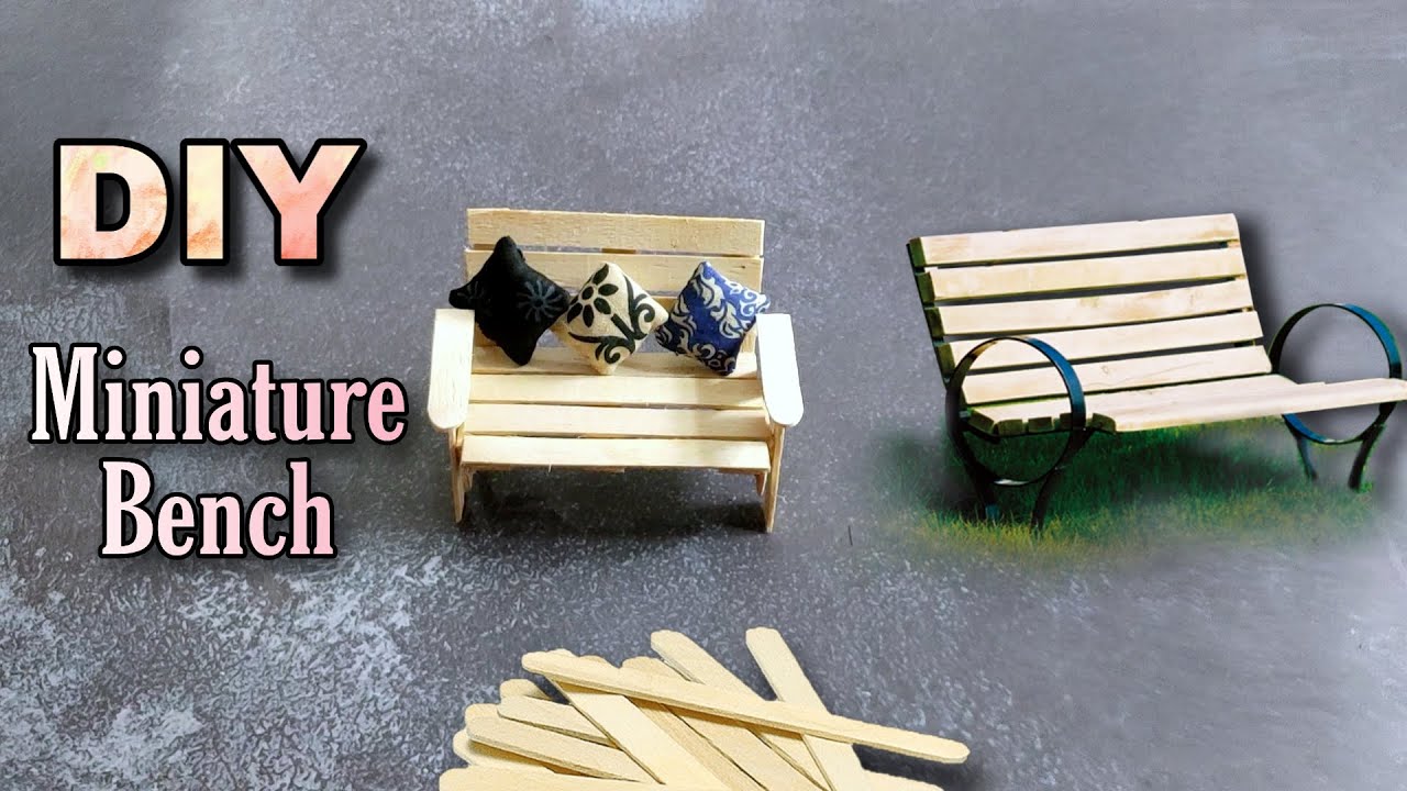 DIY Dollhouse Bench with Cushions – Popsicle Stick Miniature Furniture