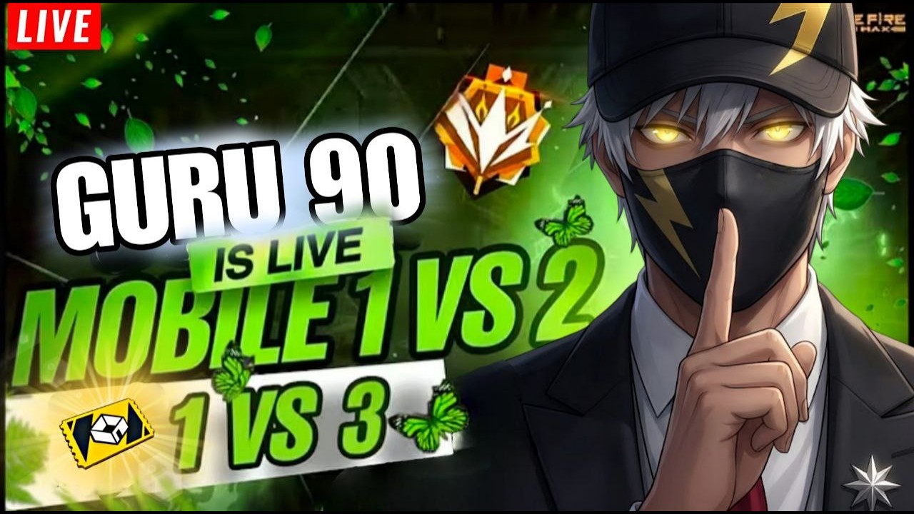 FREE FIRE LIVE CUSTOM ROOM GIVEAWAY  | FF GUILD TEST | GURU 90🤑46 #fflivegiveaway #freefirelive