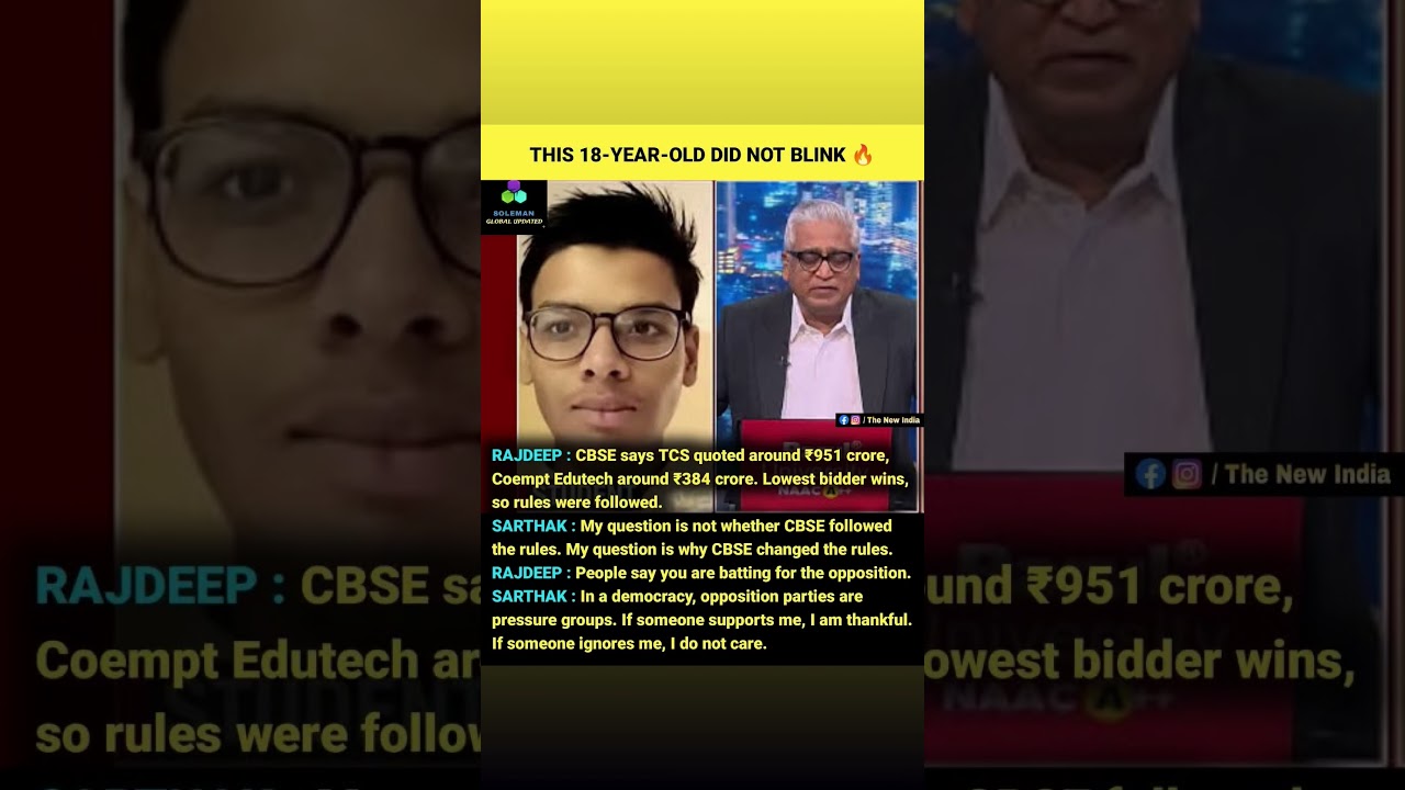 🔥 18-Year-Old Sarthak Silenced Rajdeep? CBSE Scam Debate Goes Viral | Powerful Interview