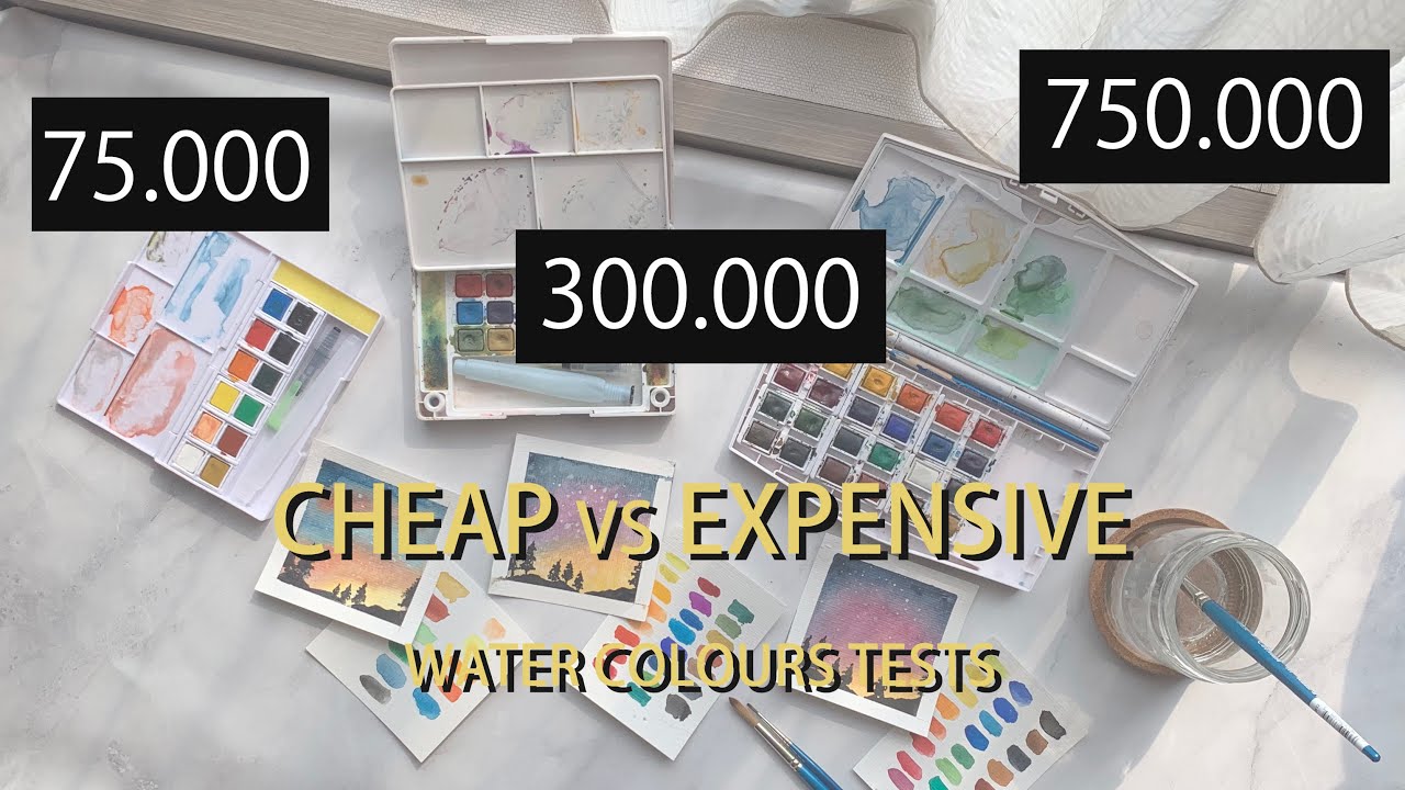 Cheap vs Expensive Watercolor Review | Indonesia | Cat Air Mahal & Murah | Joyko Koi Sakura