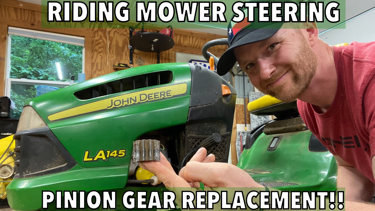 John Deere Riding Mower Steering Repair; PINION Gear Replacement 3MIN!