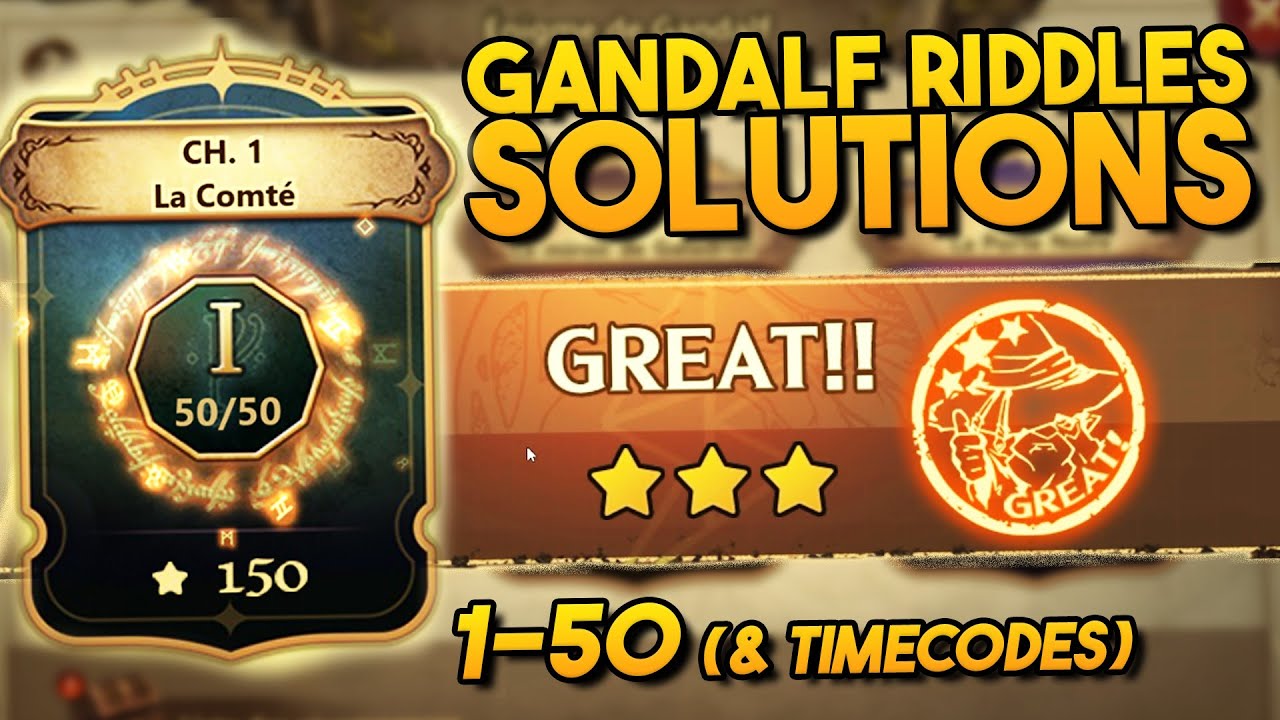 MINI-JEU ÉNIGMES DE GANDALF 1-50 : SOLUTIONS 3 STARS | Summoners War