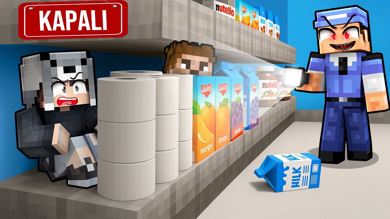 MARKETİN İ&Ccedil;İNDE GİZLİCE YAŞAMAK 😱 - Minecraft