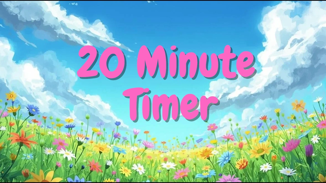 20 Minute Silent Timer with Butterflies 🌸 | Calming Classroom Focus Timer – Flower Field & Blue Sky