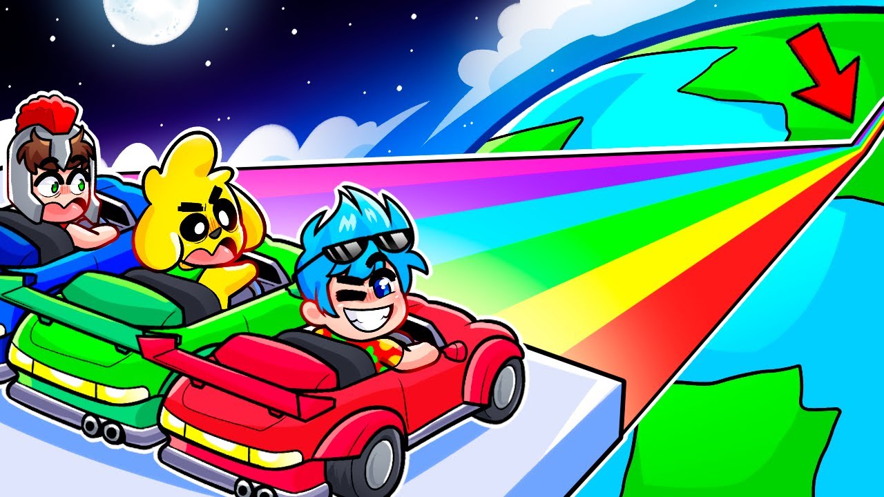 ¡SOBREVIVE a la MEGA RAMPA ARCOIRIS de 999.999.999 METROS! 😱 SUPER AUTOS en ROBLOX