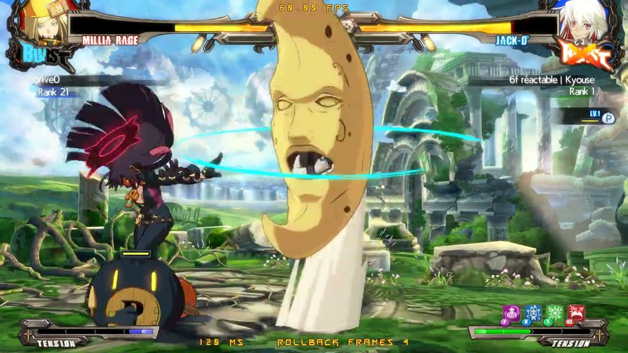 Guilty Gear Xrd REV 2 Lobby Matches- drive0 (Millia) vs Kyouse (Jack-o)