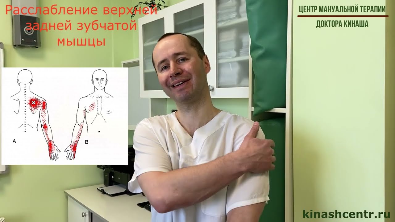 Расслабление верхней задней зубчатой мышцы. Боль в спине, руке.