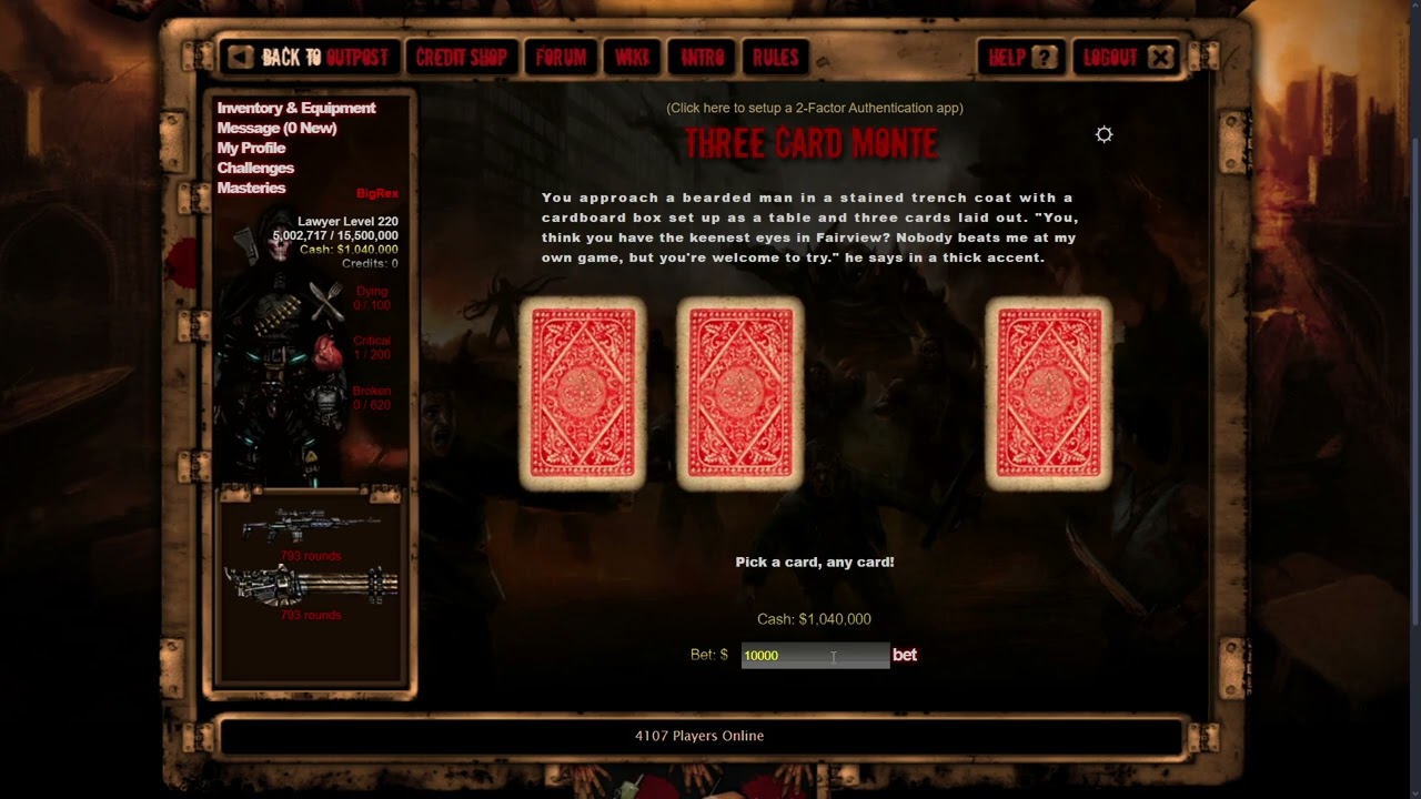 DEAD FRONTIER - Como lucrar 1M por dia no gambling