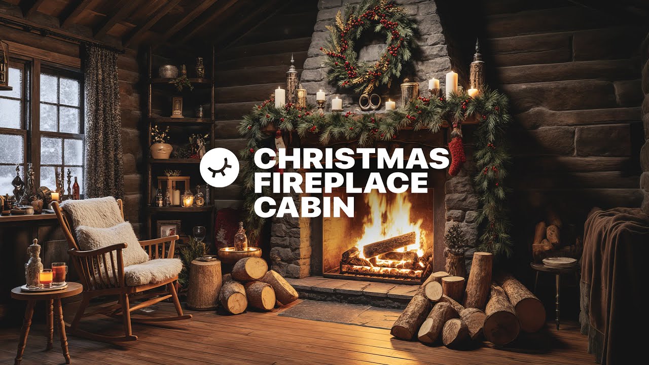 Christmas Fireplace Ambience — Cozy Cabin, Snowfall & Holiday Warmth | 9 Hours 4K 🎄❄️