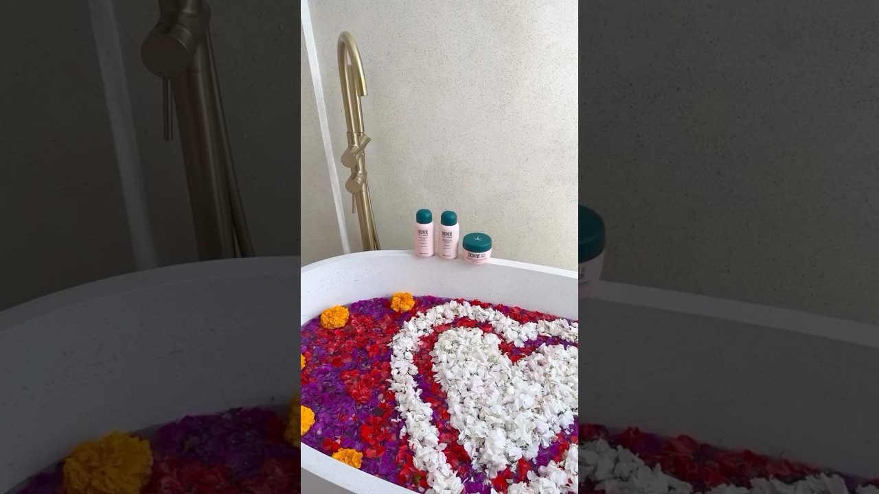BUILD A BALI FLOWER BATH WITH ME🌸 #bali #bathtub #haircare #hairwashday #fun #cocoandeve