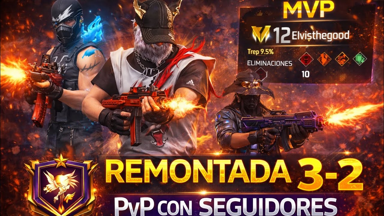 Remontada épica en PvP con seguidores 🔥 | Eliminación triple | Free Fire