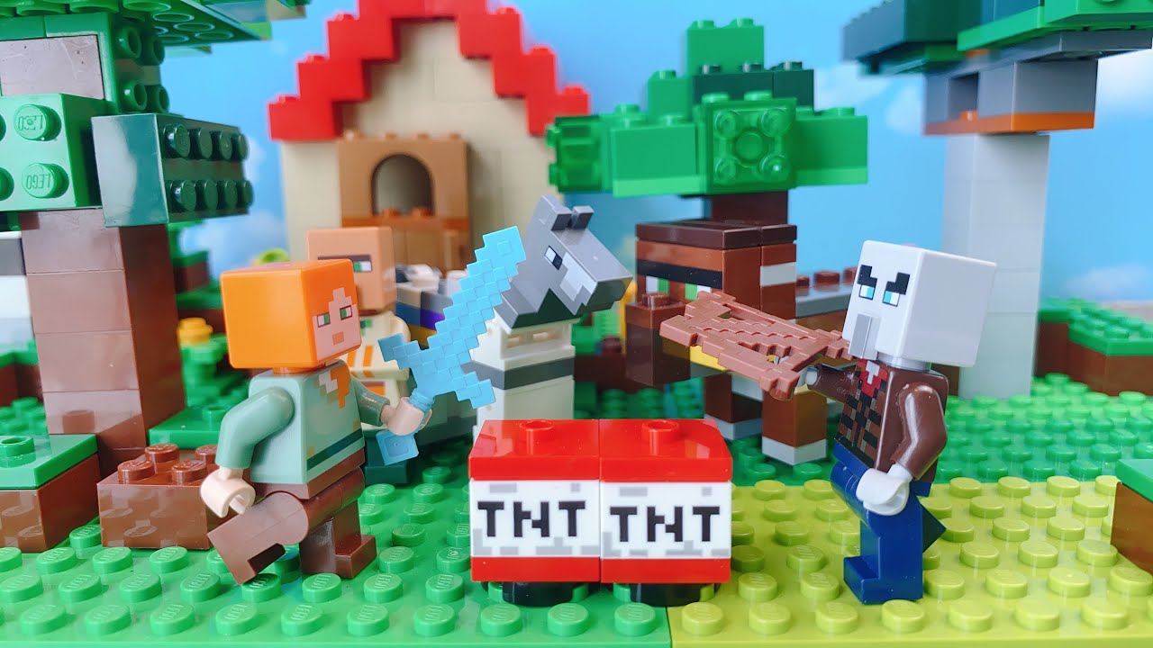 🍖LEGO MINECRAFT:  Illager Raid - FULL ANIMATION (Stop Motion)