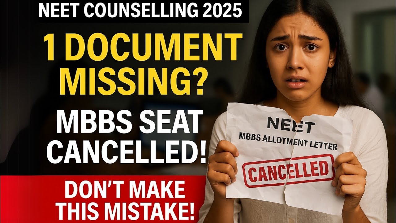NEET 2025 Result: 1 Document Missing = MBBS Seat Gone! 😱 NEET Counselling 2025 Warning