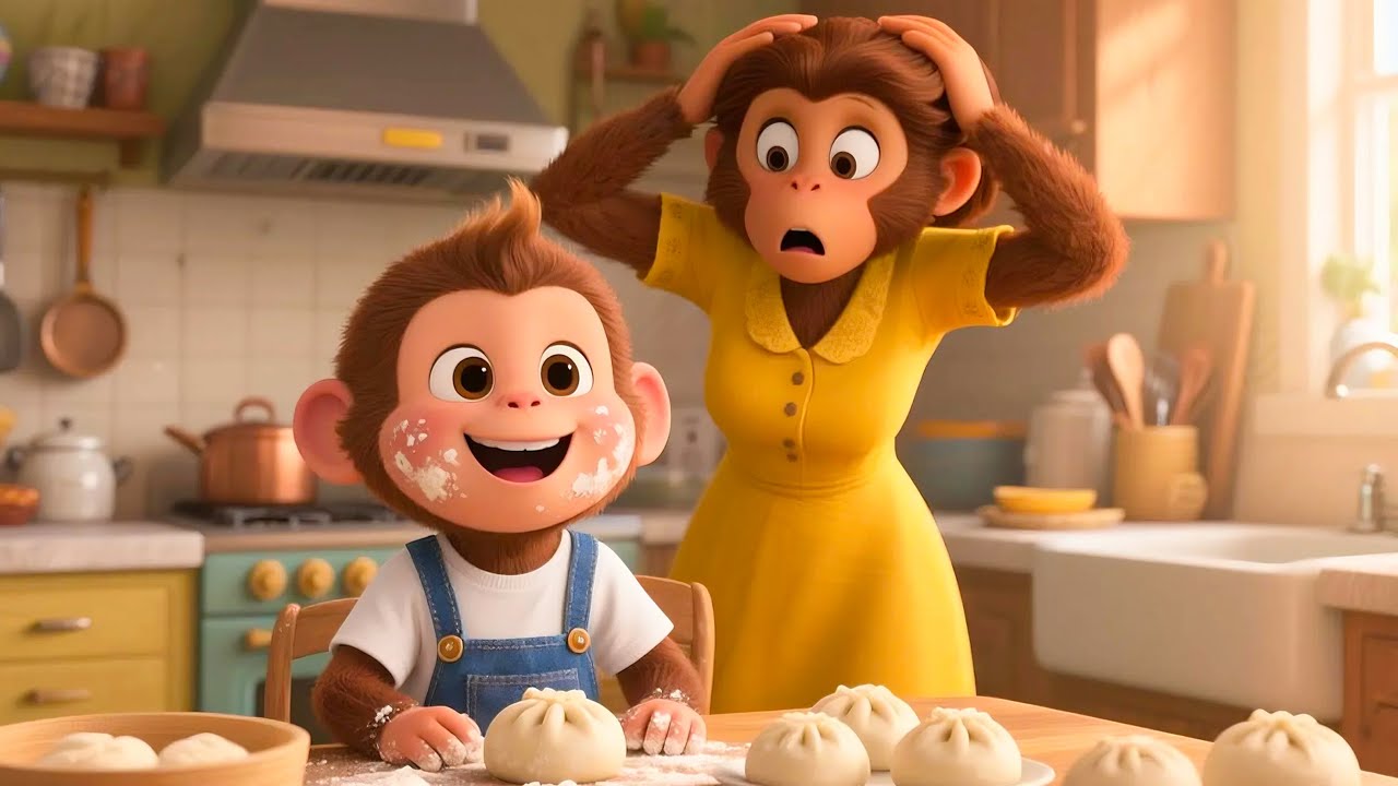 Baby Monkey Tries Baking for the First Time &ndash; Kitchen Turns Into a Funny Mess! 🍰🙈
