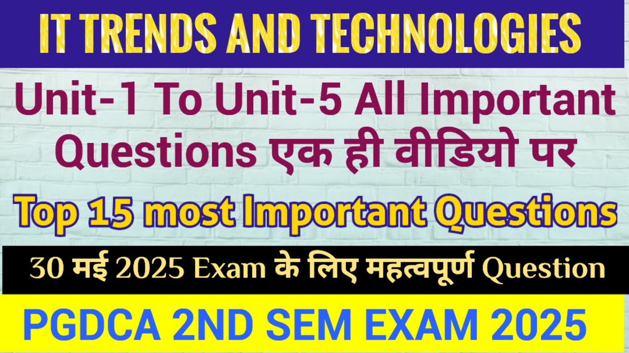 ALL IMPORTANT QUESTIONS IT TRENDS AND TECHNOLOGIES | PGDCA 2ND SEM IMPORTANT QUESTIONS