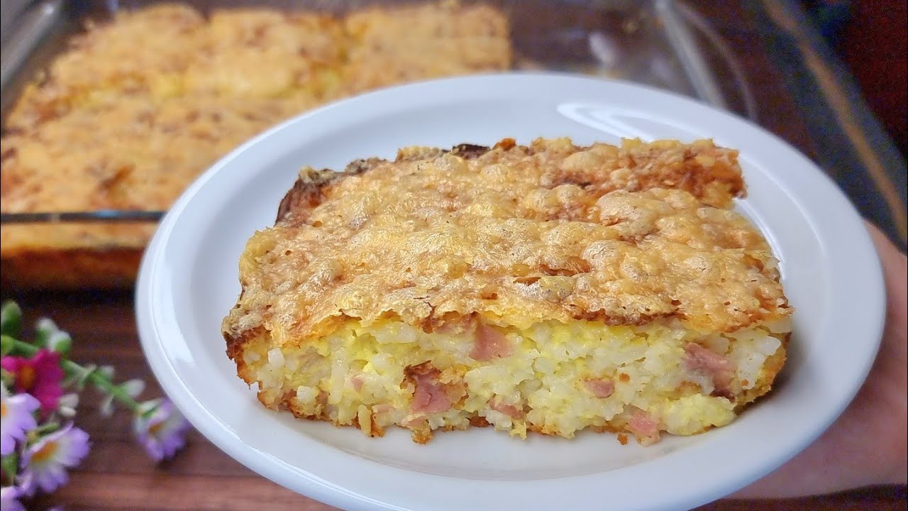 ΡΥΖΌΠΙΤΑ χωρίς φύλλο👌με μπεσαμέλ τυριά-αλαντικά είναι το κάτι άλλο😋Rice Pie with cheese and ham
