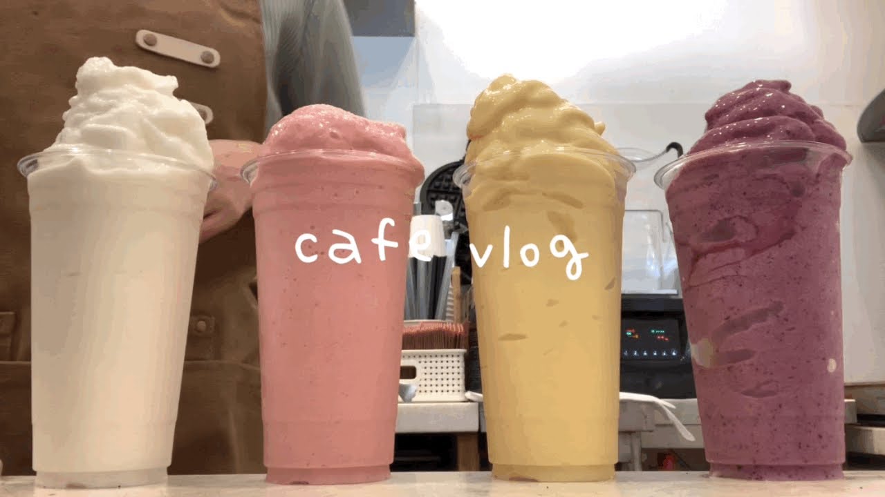 sub. cafe vlog. 스무디 맛별로요 ‼️ 🤍♥️💛💜. 개인카페 브이로그. cafe asmr. 오피스상권카페 브이로그