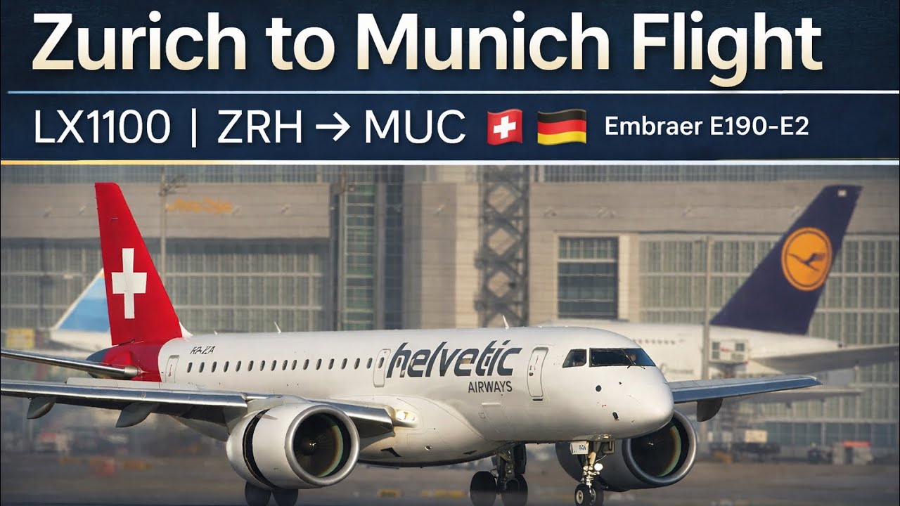 👉 30 Minute Flight?! 😮 Embraer E190-E2 Zurich to Munich