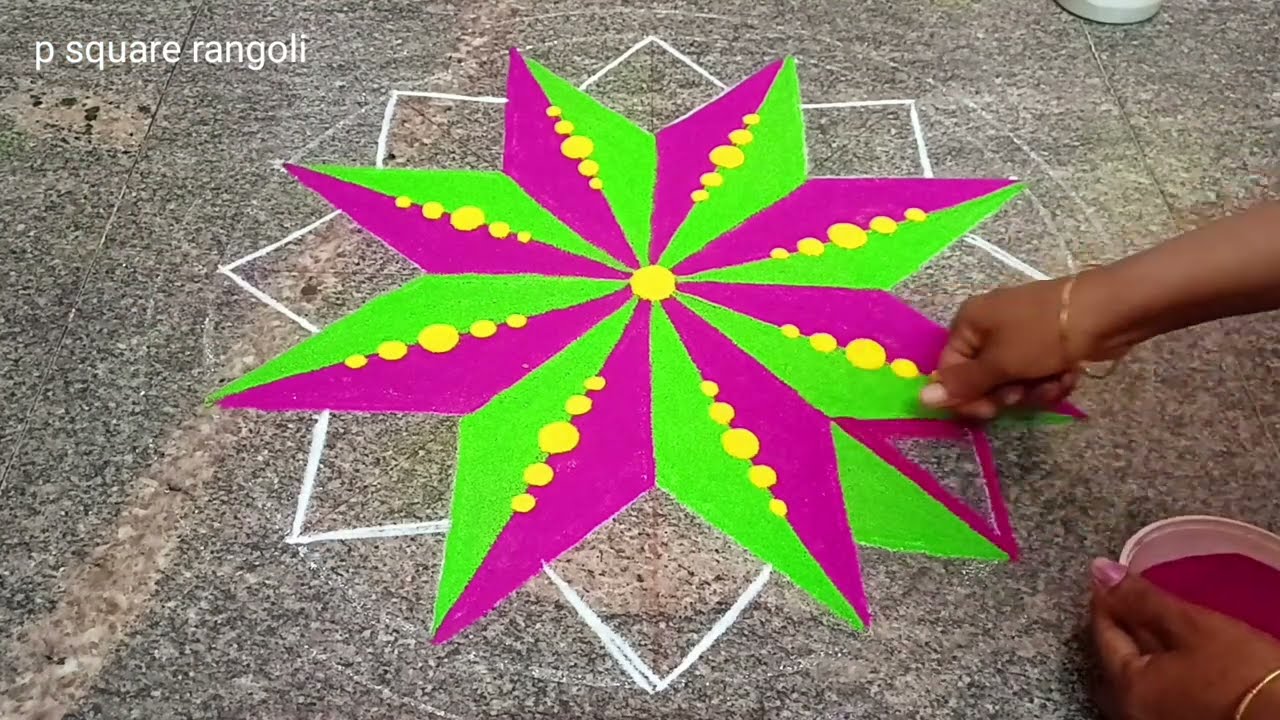 simple 3d kolam | 3d rangoli |Diwali special rangoli | Diwali rangoli |p square rangoli