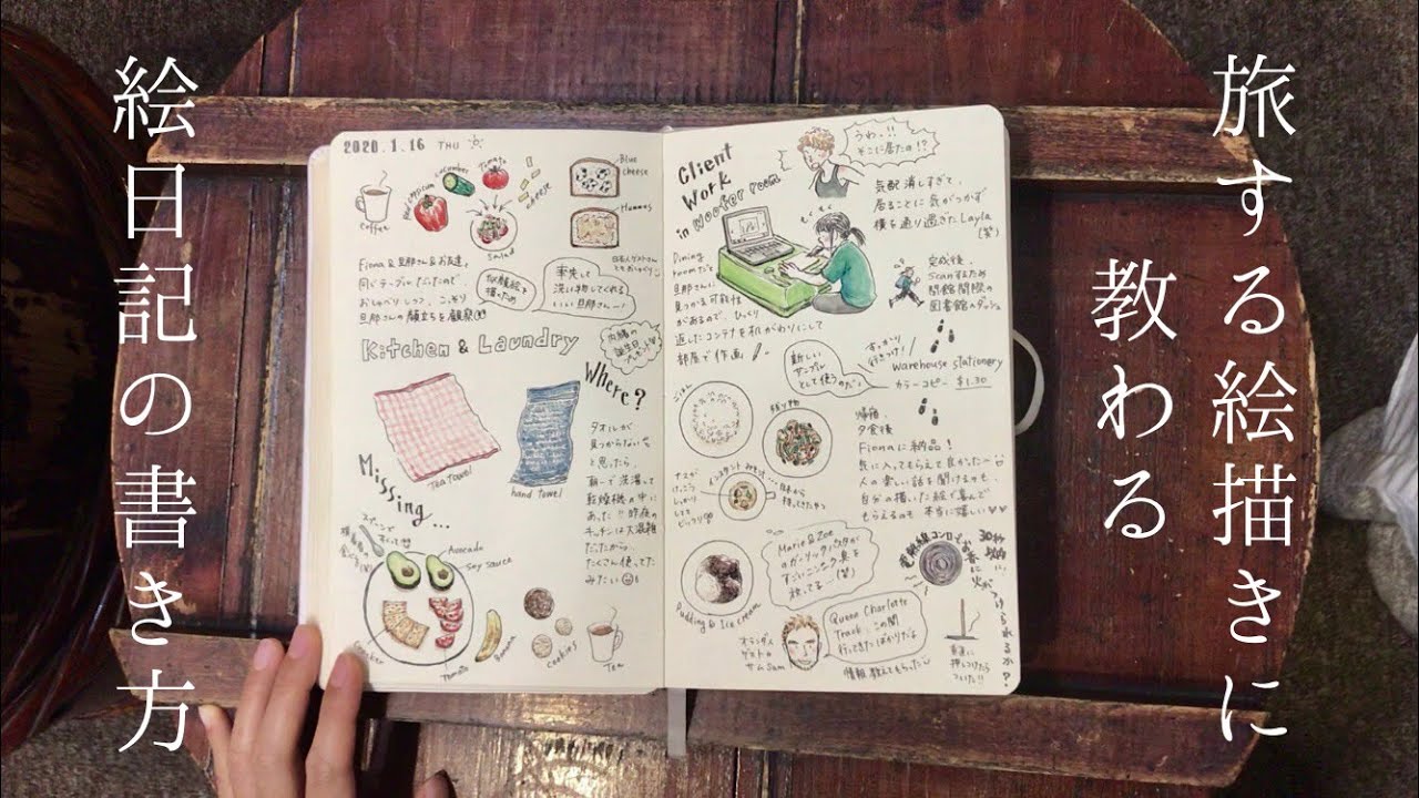 【大切なことを記憶に収める】旅する絵描きに教わる絵日記の書き方 | 水彩画スケッチレッスン | 幸せを見つける | カンデラゲストハウス