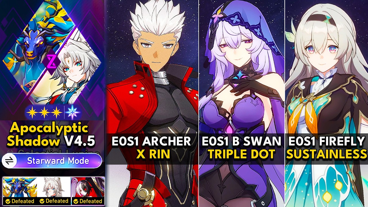 E0S1 Archer, E0S1 Black Swan, E0S1 Firefly | Apocalyptic Shadow 4.5 Starward Mode | HSR 4.5
