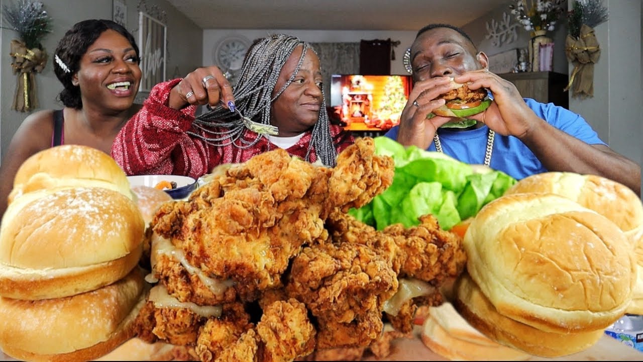 DONISHA GETS DEEP IN THIS ONE LOL| FRIED CHICKEN SANDWICHES| MUKBANG EATING SHOW!