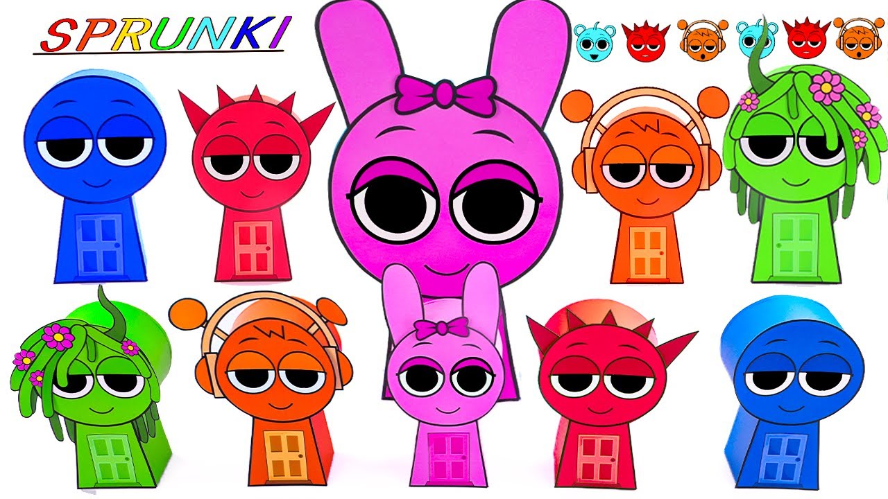 Incredibox Sprunki - Build 5 Color House with Wenda, Gray Room & Pinki, Oren 5 Bedroom for Cardboard