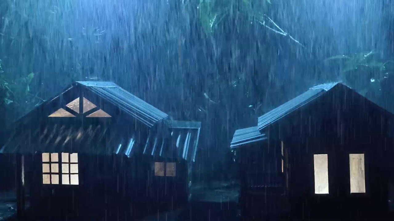 No Ads Rain Sounds for Sleeping - ASMR Wild Night Rain on Tin Roof for Severe Sleep Disorder #111