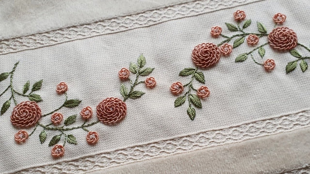 ROKOKO ÇİÇEKLERLE MUTFAK HAVLUSU YAPIMI  |  BULLION KNOTS