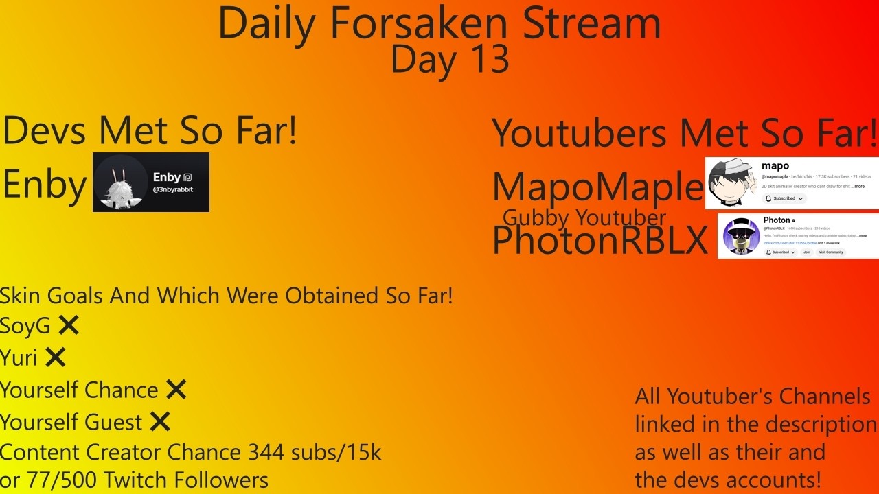 (SICK) FORSAKEN DAY 13 STREAM W/ Viewers