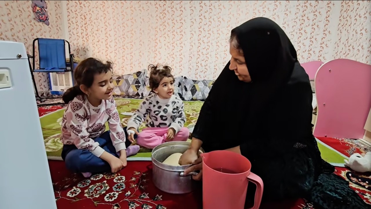 Baking Traditional Local Bread with Grandma in Iran + Cutie Ainaz