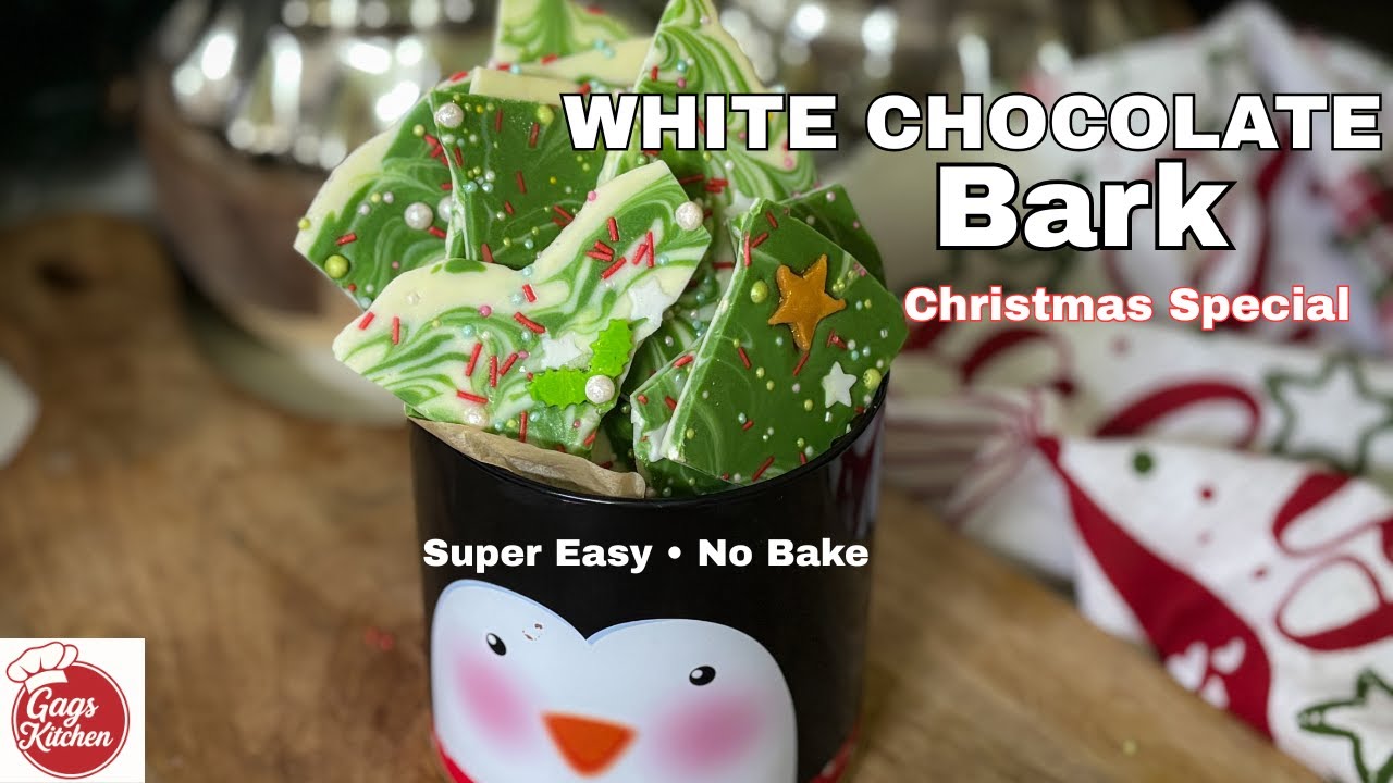 White Chocolate Christmas Bark 🎄| Easy No-Bake Christmas Treat | Quick Holiday Treat | Gags Kitchen