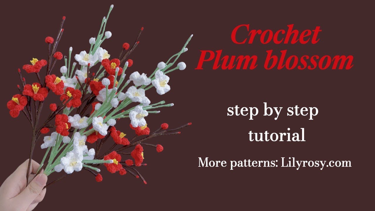How to crochet plum blossom, step by step, easy to follow—Lilyrosy