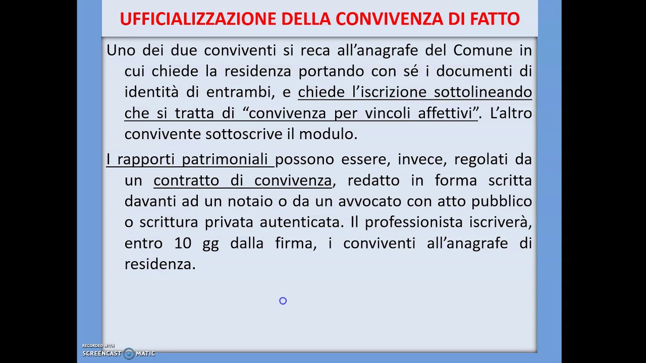 LA CONVIVENZA DI FATTO
