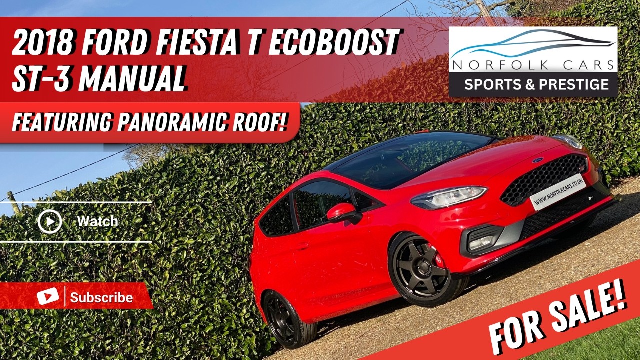 2018 68 Ford Fiesta 1 5T ST 3 Red with panoramic roof for sale at Norfolk Cars