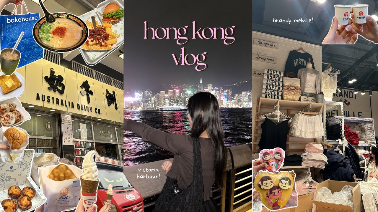 HONG KONG VLOG: what i eat, victoria harbour, must eats, brandy melville, causeway bay