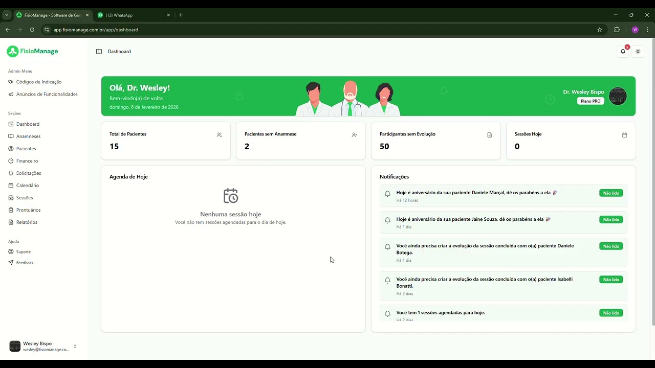 Nova funcionalidade - Solicitação do paciente para agendamento de sessão.