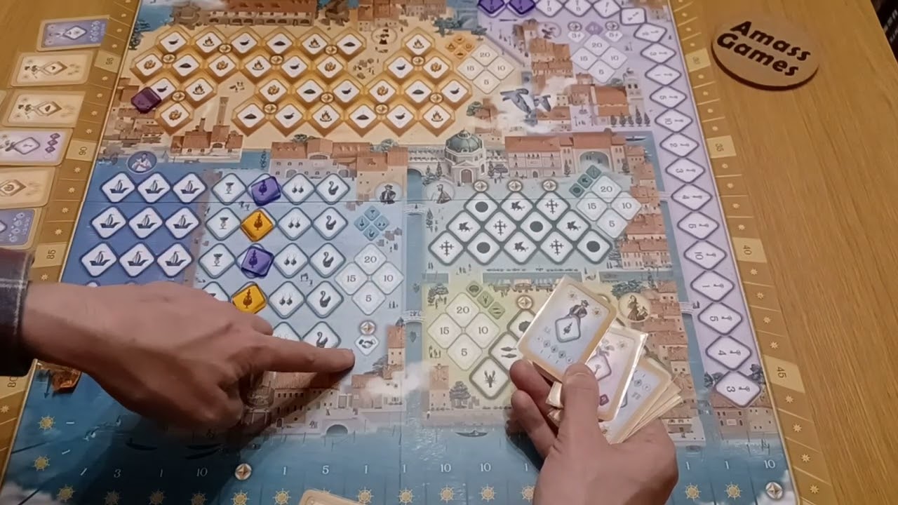 Mille Fiori playthrough!  Two player teach and play with an Italian!  Reiner Knizia AmassGames