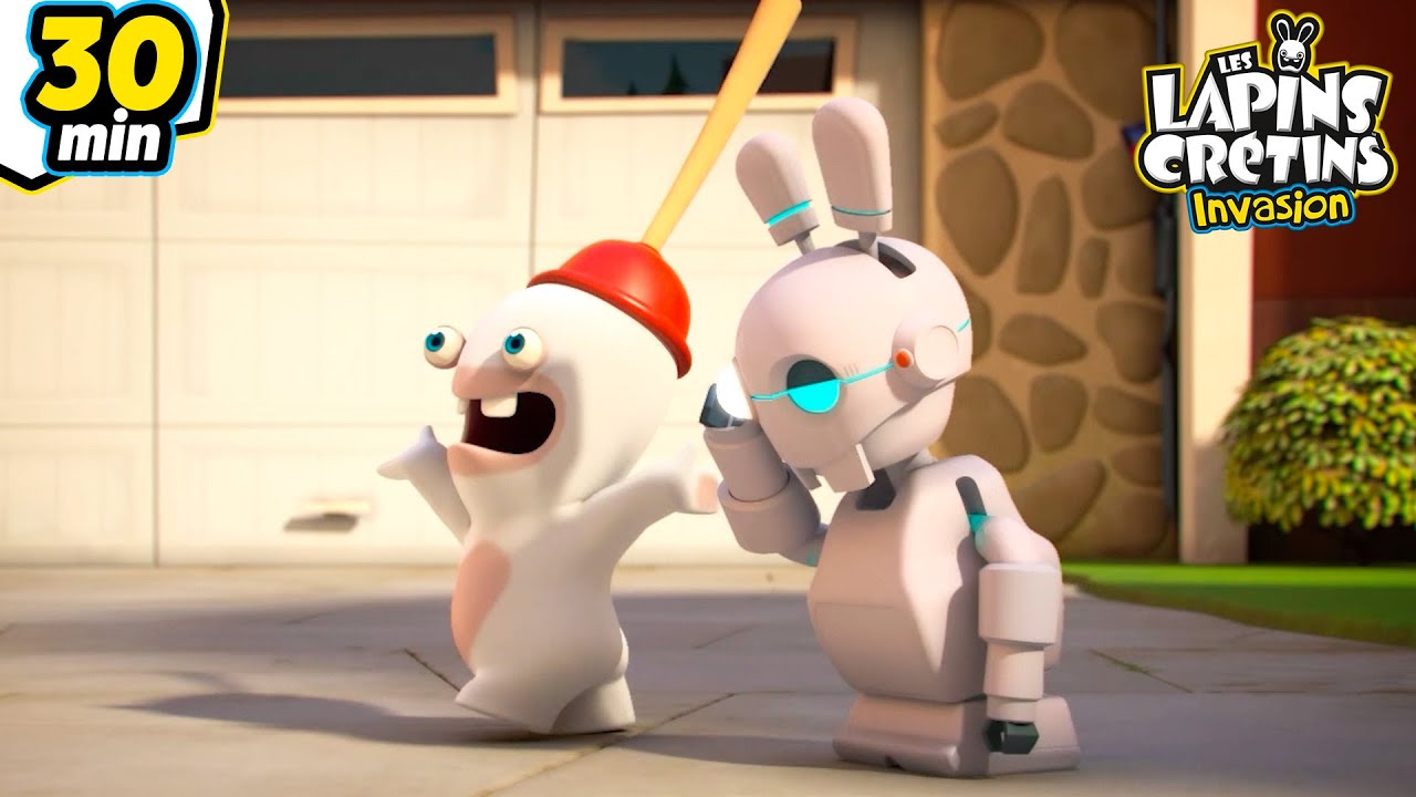 Le lapin se fait un nouvel ami ! 🤖 | Les Lapins Crétins Invasion 🐰 | Compilation 30mn | Dessin animé