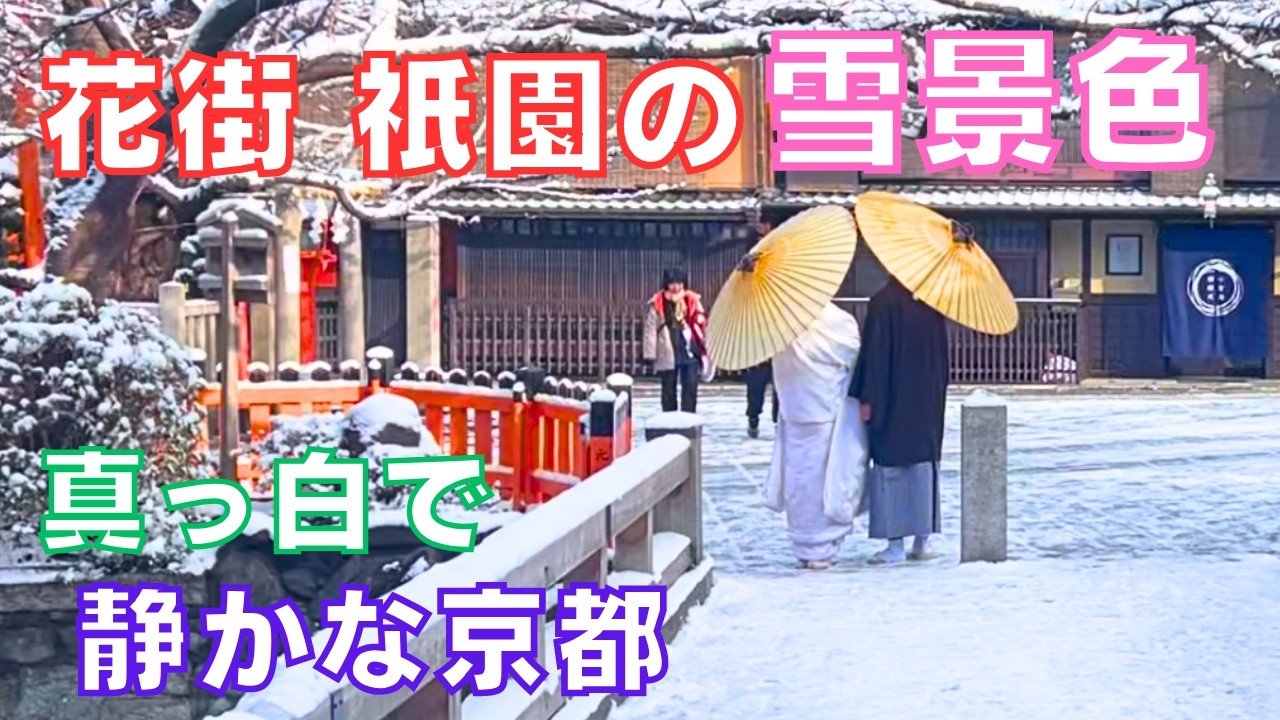絶景❄️祇園の雪景色☃️めずらしい雪をかぶった八坂の塔をバックに外国人観光客は大喜び‼️～gion❄️yasaka☃️kyoto japan