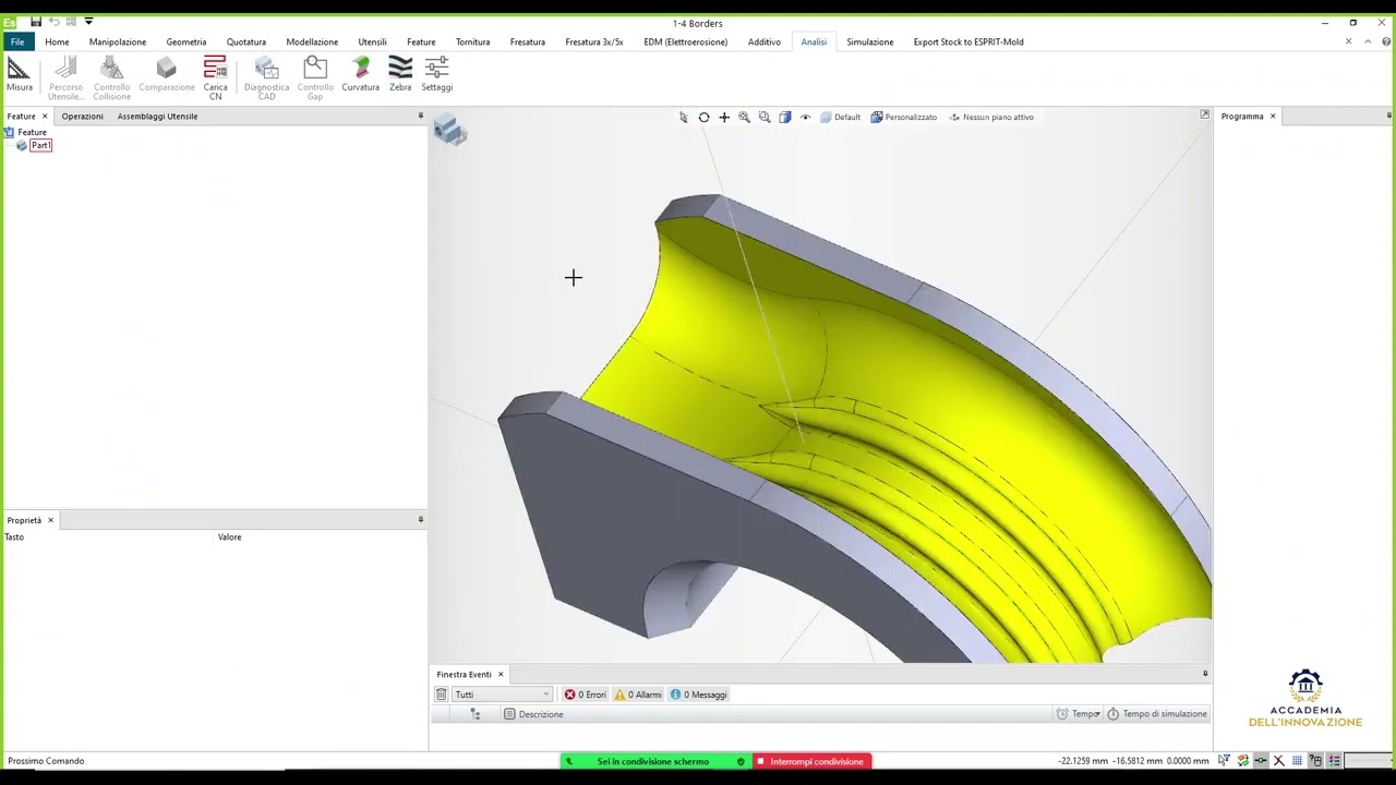 Esprit CAM - Come riparare un solido con i comandi "superficie lavorata a 3/4 bordi" - Corso CAD/CAM