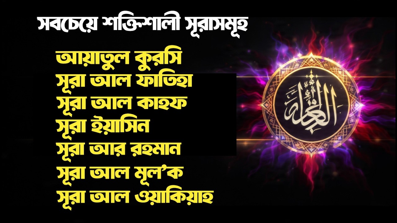 Ayatul Kursi + 6 powerful Surah | ইয়াসিন-আর রহমান-ওয়াকিয়া-মুলক | Peace & Protection | Quran Er Noor
