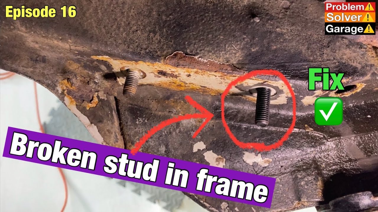 How to fix a broken stud in the frame. Trailing arm bolt broke in the ￼frame.