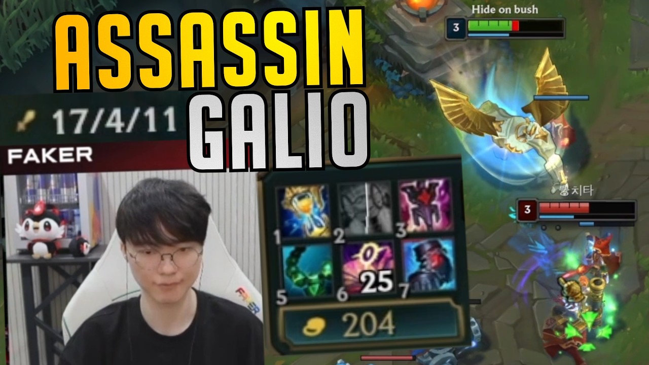 T1 Faker Plays ASSASSIN GALIO! - HIGH ELO KR Pros SoloQ Highlights