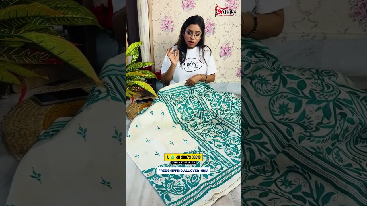 Pure Bengal Tussar Kantha Stitch Saree | Price ₹7500 | Idhika by Sreejita