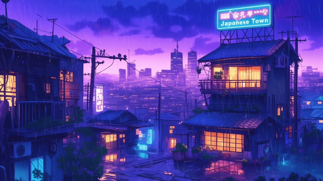 🌃 Night Study Music | 🎧 Lofi Hip Hop for Focus & Calm | 🌧️ Rain Ambience | The Japanese Town